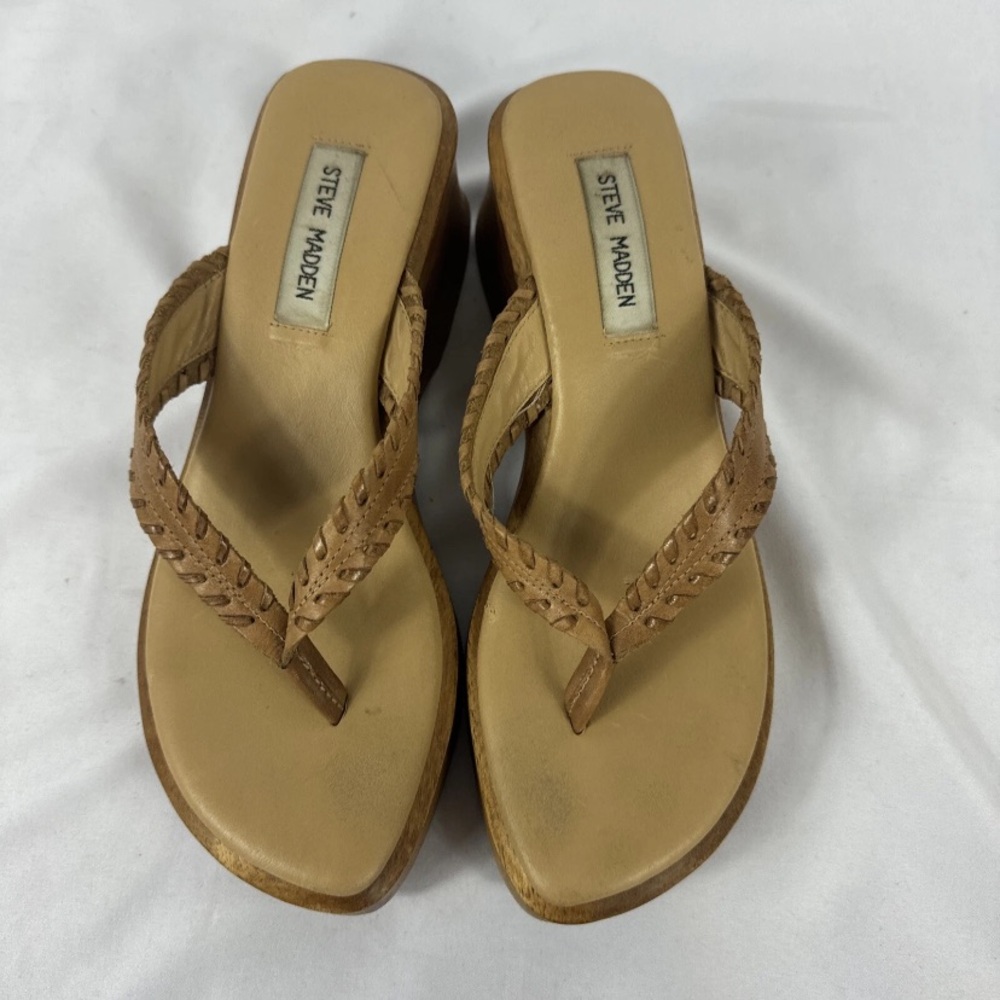 Steve Madden Woven Leather Wooden Platforms